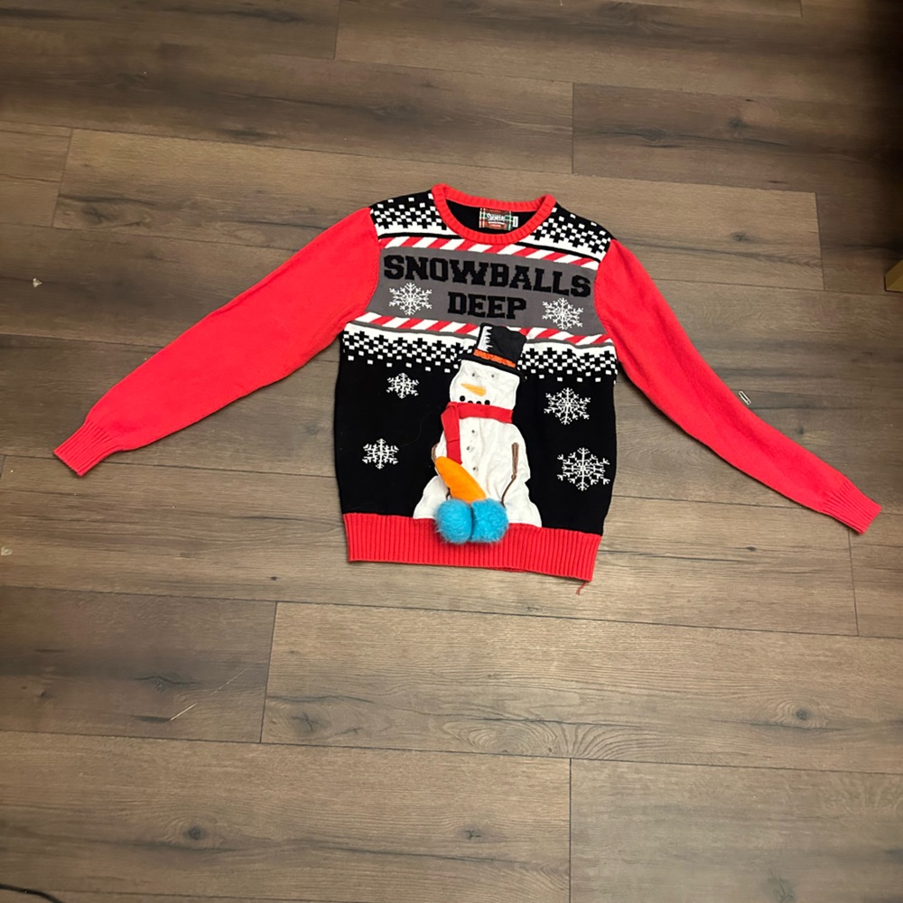 Spencer's Snowman Crewneck Sweater - Red and Black
